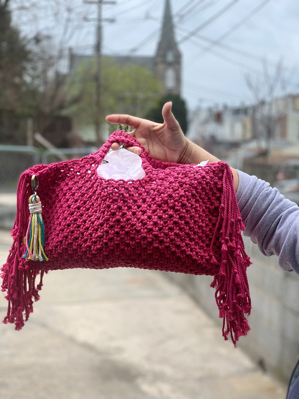 Miniature : sac à franges avec bandoulière+porte-clés 