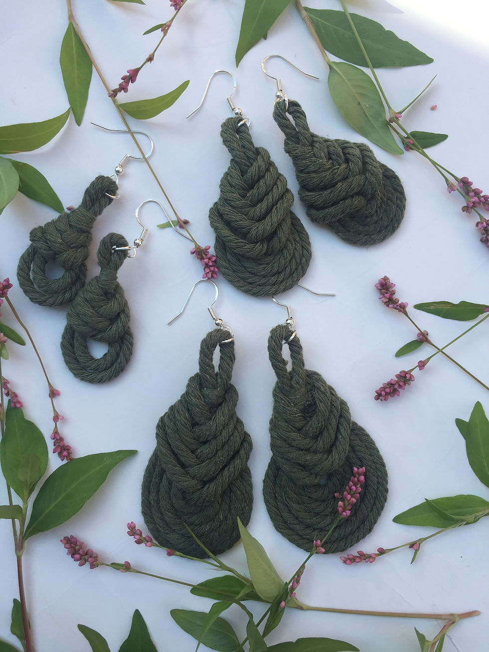 Miniature : Boucles d’oreilles Pipas vert nature