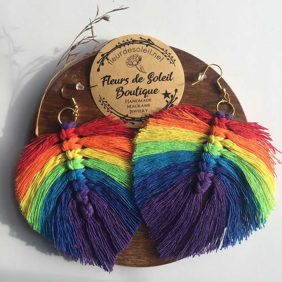 Miniature : Boucle d’oreille plume couleurs arc-en-ciel 🌈 