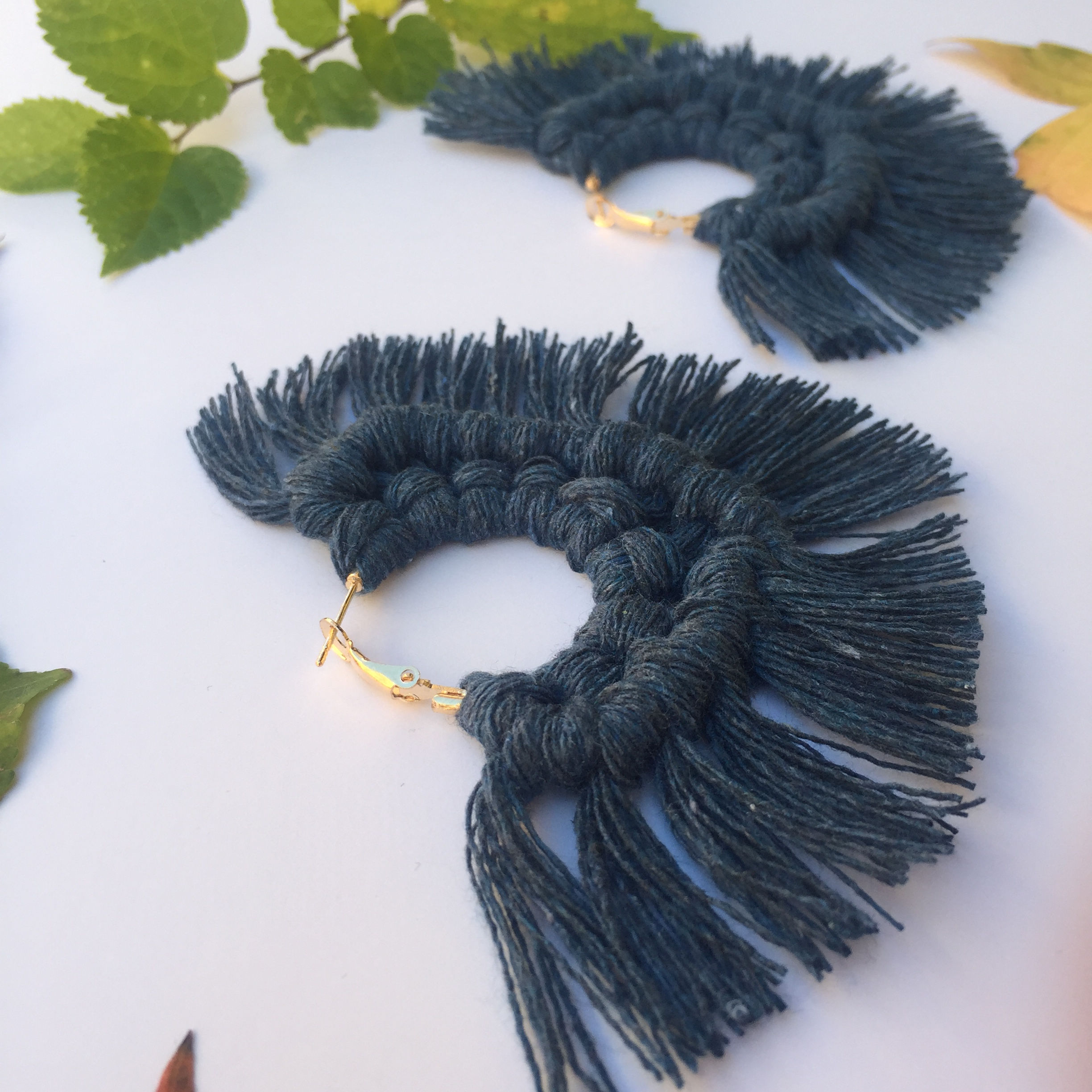 Macrame fringe earrings 