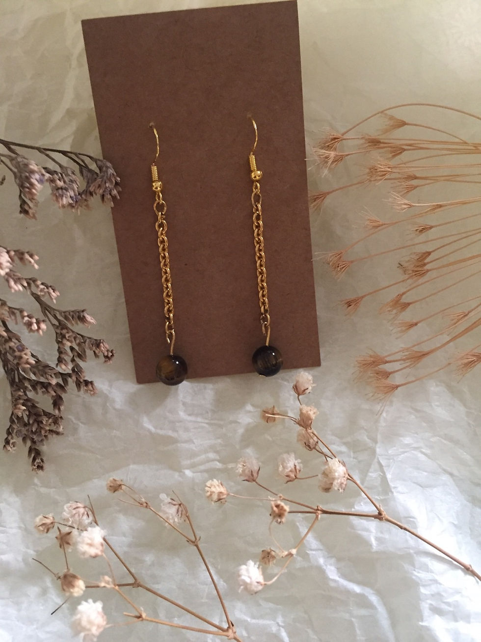 Boucles pierre semi précieuse œil de tigre