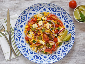 Ensalada de queso feta y maÃz