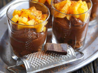 Natillas de caqui y chocolate