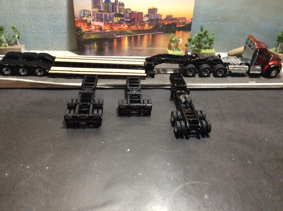 Thumbnail: 1:50 Scale Kenworth T880 SBFA w/Lowboy + Jeep + Boosters - Red/Black  71061