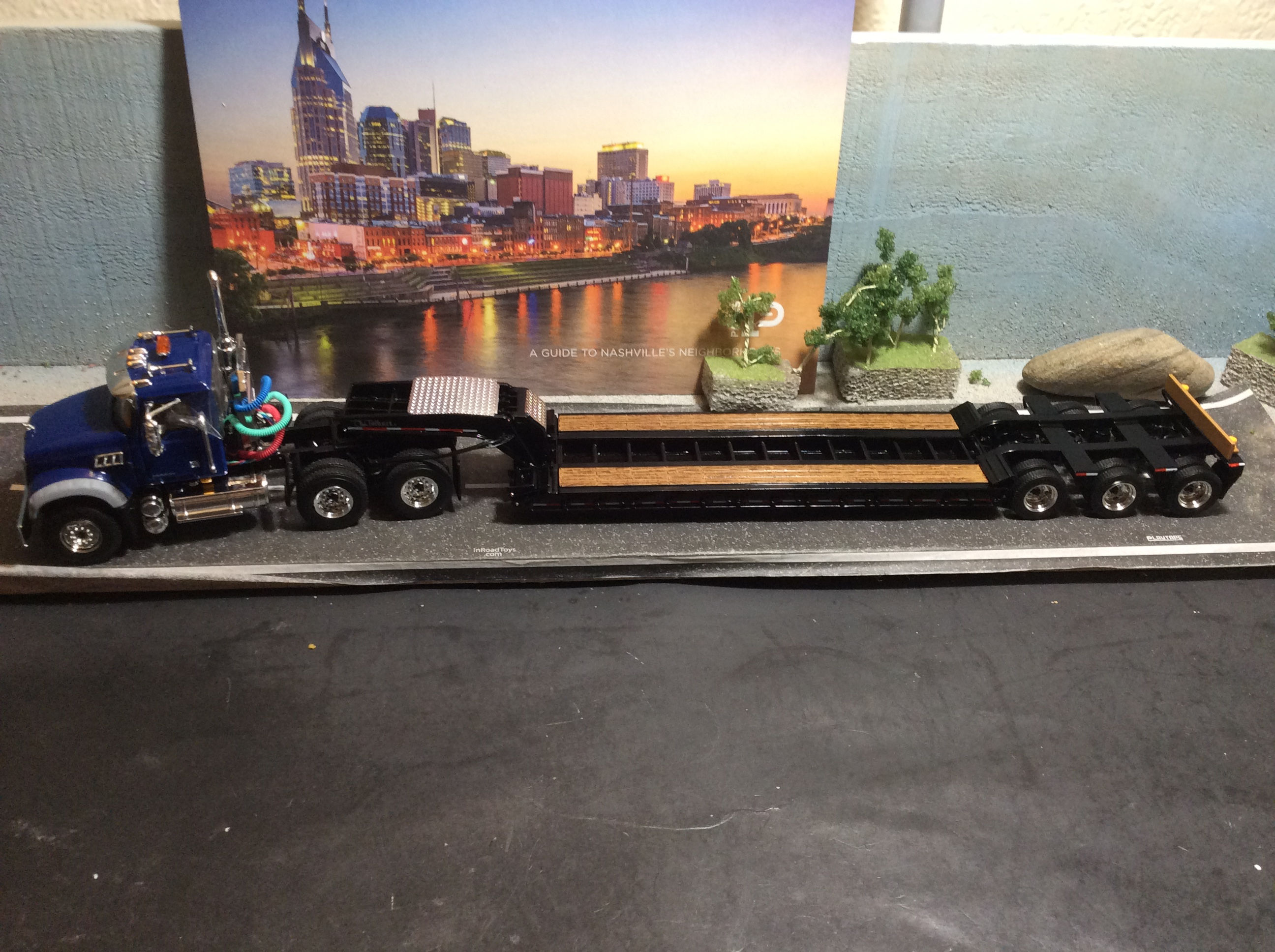 Mack Blue/Black 1/50 scale Mack® Granite® MP and Talbert® Tri-Axle Lowboy 50-345