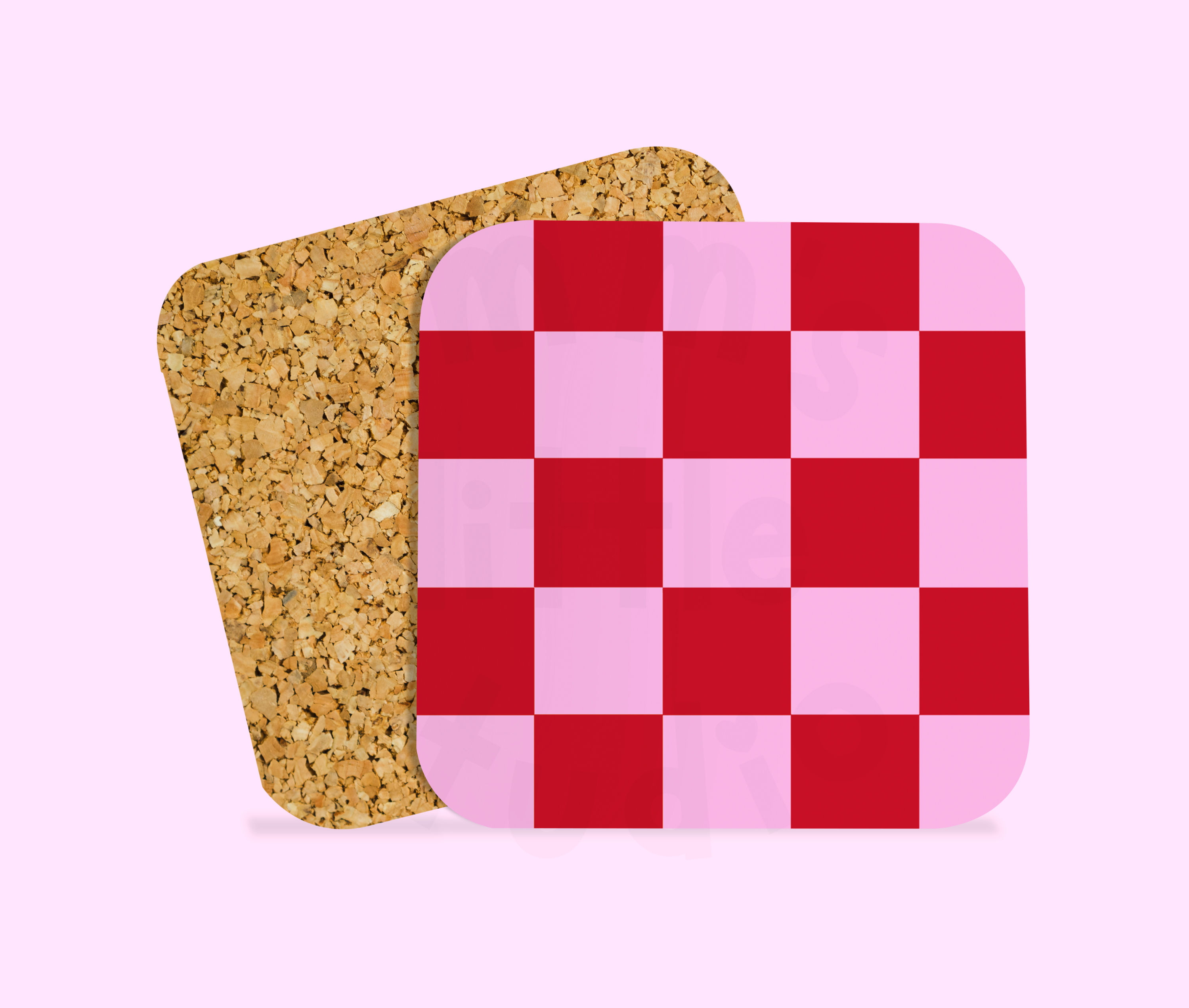 Red & Pink Check Coaster