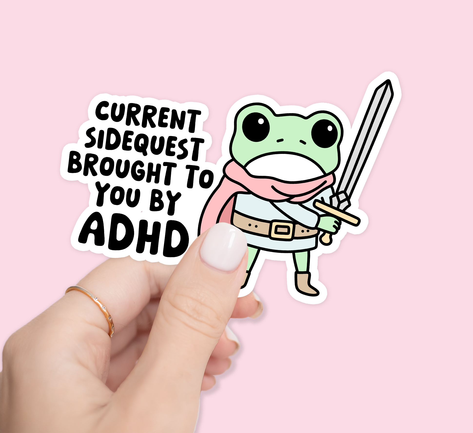 ADHD Sidequest Frog Vinyl Sticker