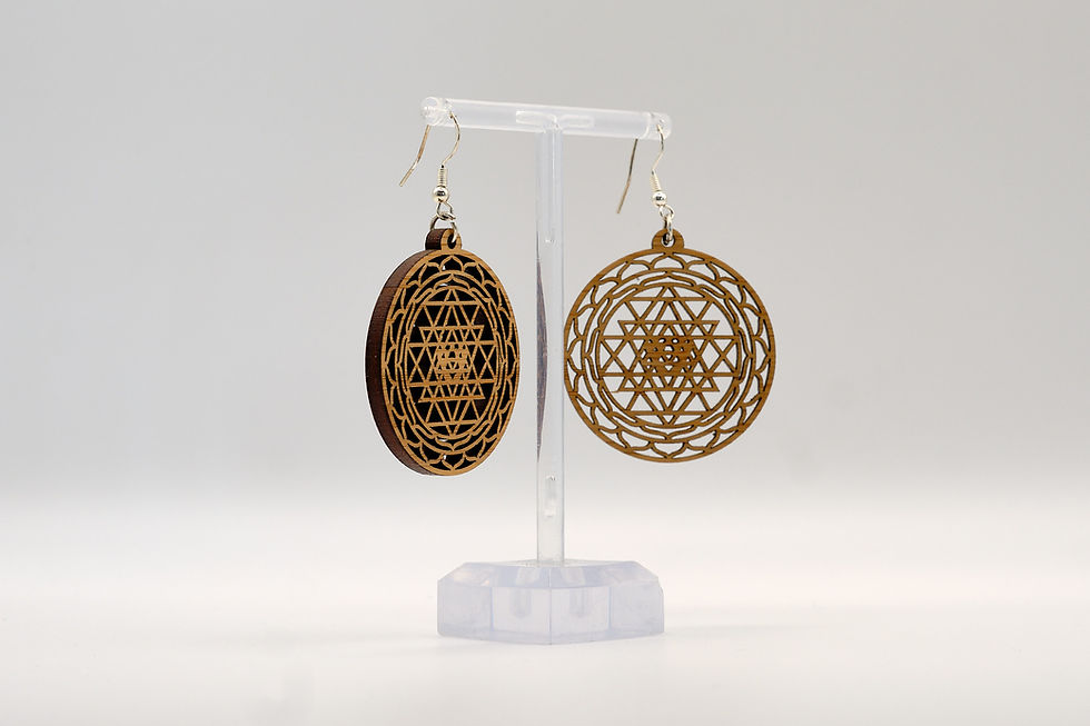 Thumbnail: Sacred geometry shaped,bamboo wood earring