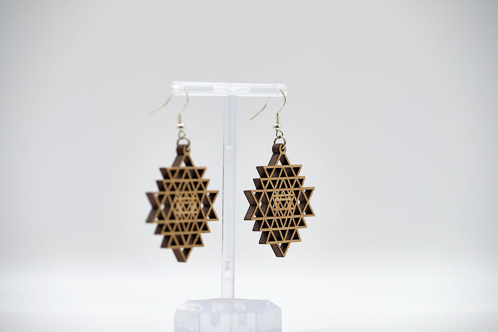 Thumbnail: Sacred geometry earrings in bamboo wood