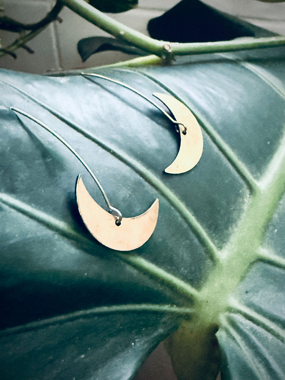 Thumbnail: Crescent Moon Brass Earrings – Handmade