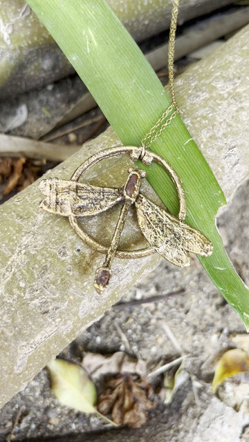 Thumbnail: Handmade pendant with a real dragonfly. 
