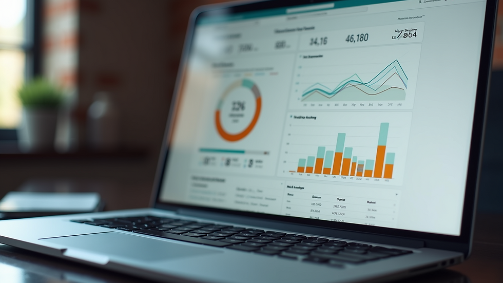 Close-up view of a laptop screen showing a local SEO dashboard with analytics