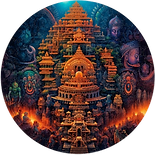 Circular art of a mental workout progress tracker temple.
