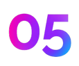 Neon gradient number 05 in pink, purple, and blue on a black background.