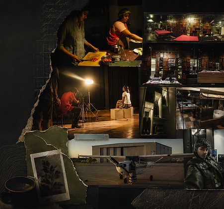 Collage of theatre, travel, interiors, and creative moments from Hazel Mehta’s personal and academic journey.
