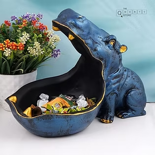 Hippo-shaped decorative storage bowl blends quirky design with functional home decor by The Qwerty Store