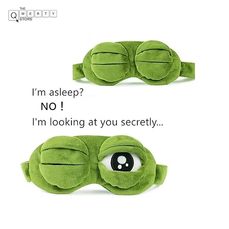 Cute frog sleep eye mask for relaxation, travel naps, and better sleep – fun self-care accessory from The Qwerty Store.