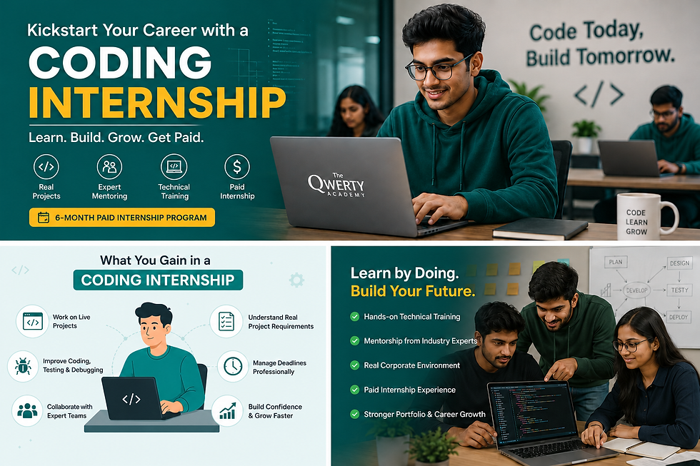 Coding Internship at The QWERTY Academy with real projects, technical training, and paid industry experience