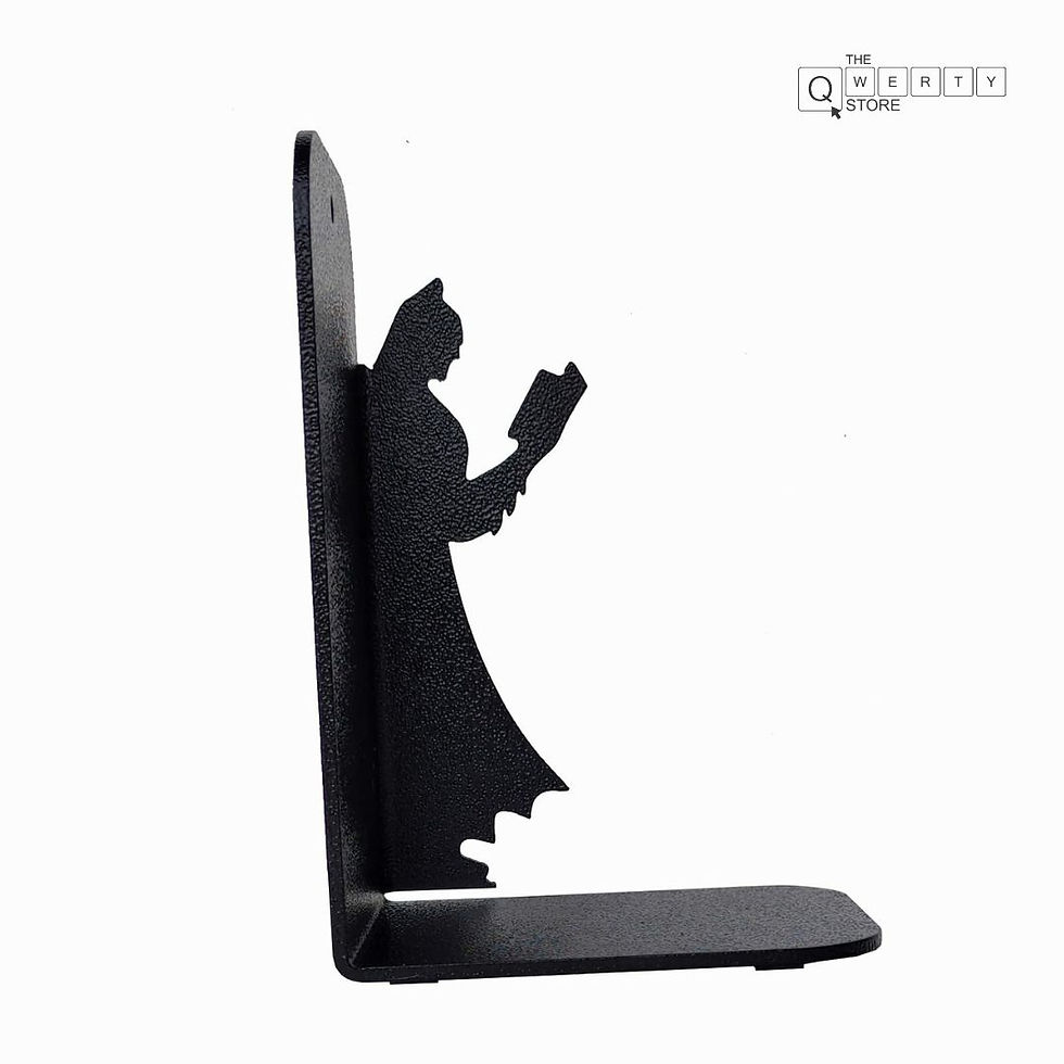 Thumbnail: Black metal Batman bookend silhouette holding a book, The Qwerty Store