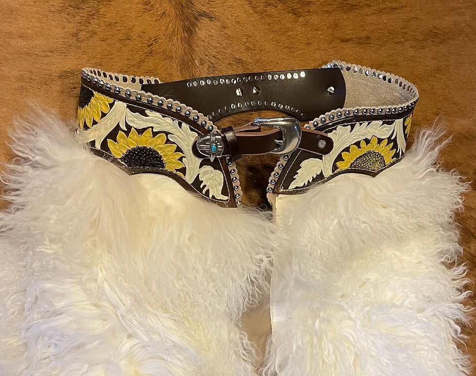 Custom chaps/chinx with Mongolian lamb