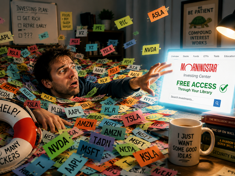 Beginner investor overwhelmed by hundreds of stock ticker symbols while using Morningstar to find stock investment ideas