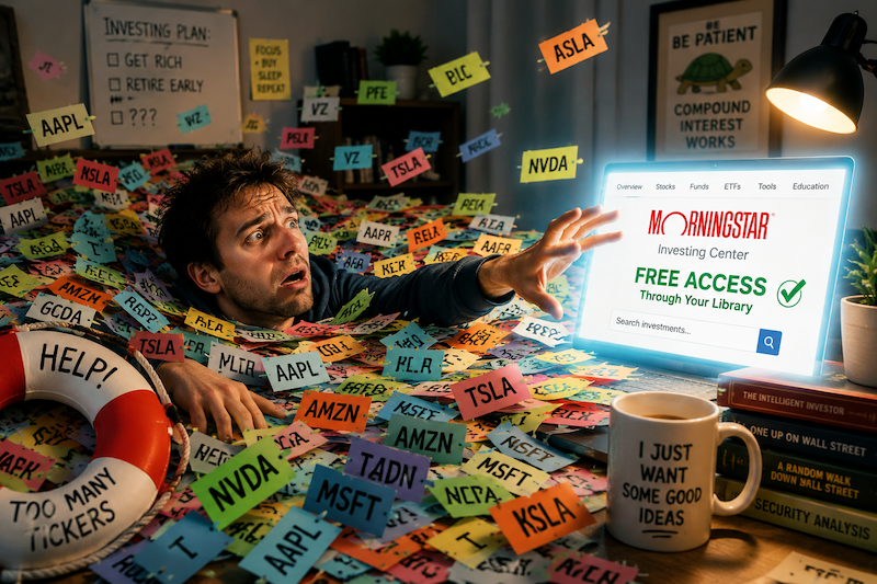 Beginner investor overwhelmed by hundreds of stock ticker symbols while using Morningstar to find stock investment ideas