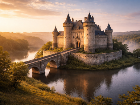 A castle surrounded by a moat symbolizing an economic moat