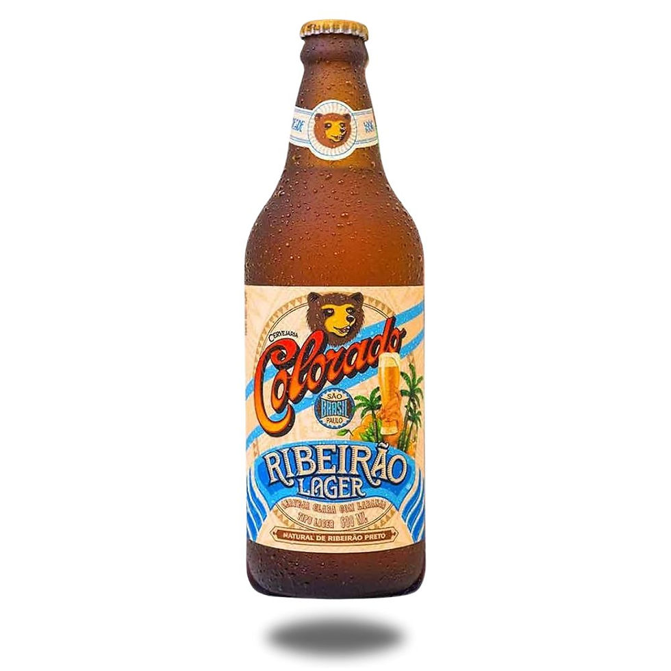 Frente da garrafa de cerveja colorado Ribeirão Lager 600ml