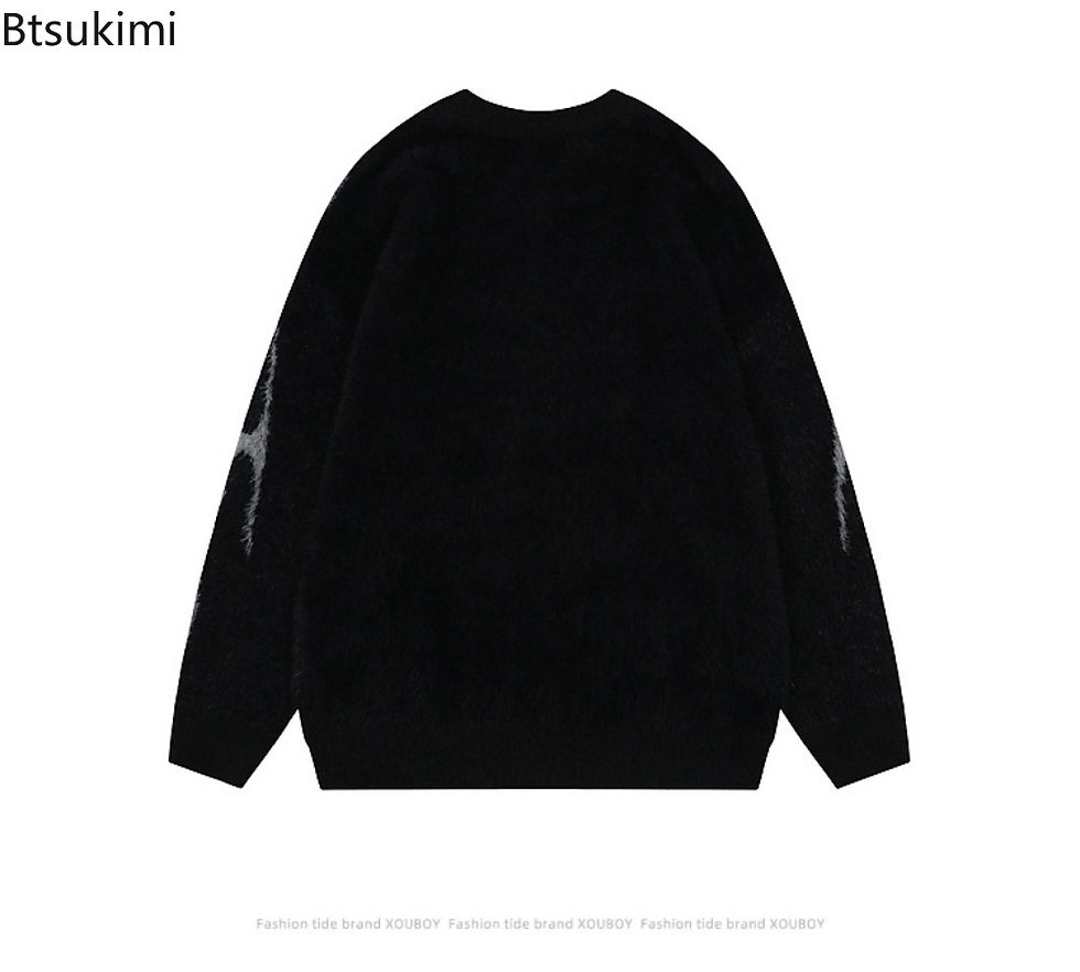 Miniatura: Men's Round Neck Seahorse Wool Knitted Sweater Autumn Winter Fashion Casual Loos