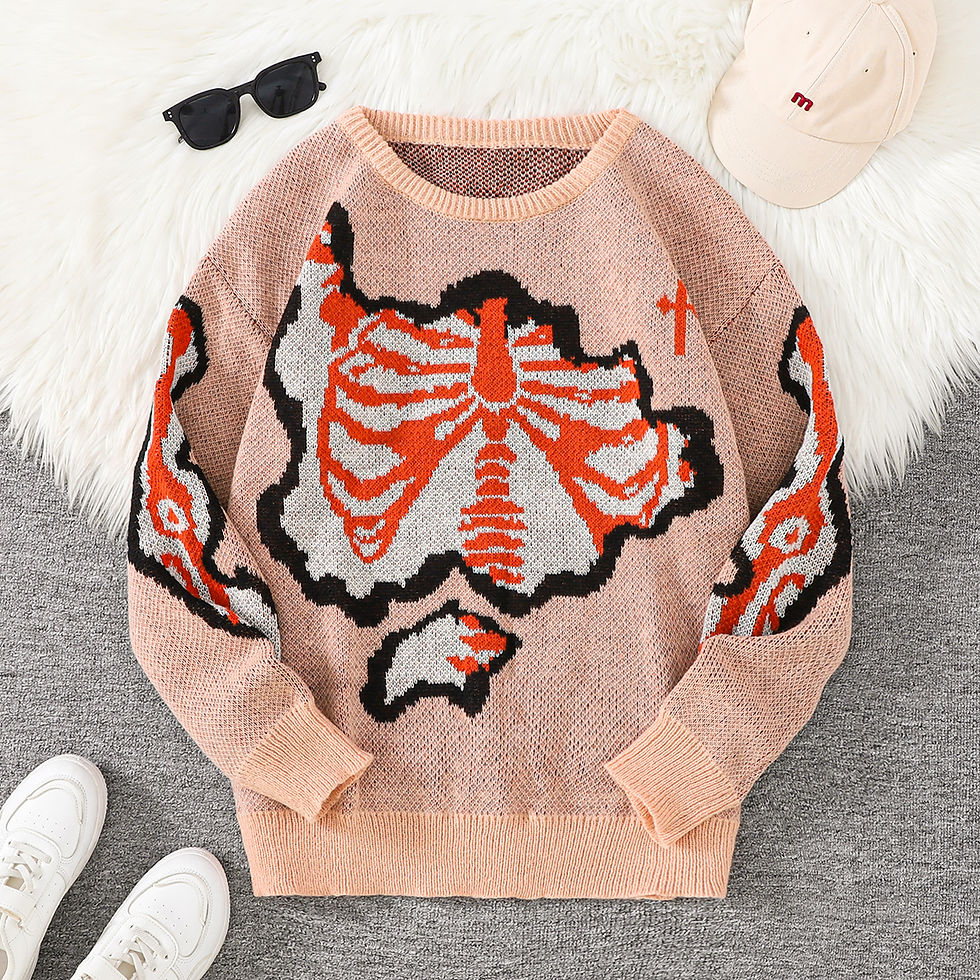 Miniatura: New Popular Spring and Autumn Bone-Shaped Butterfly Jacquard Pattern Pullover Sw