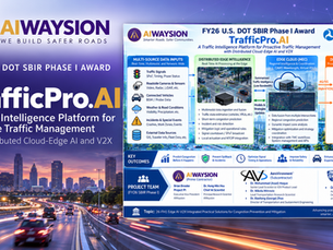 AIWaysion Selected for USDOT SBIR Phase I Award to Develop TrafficPro.AI