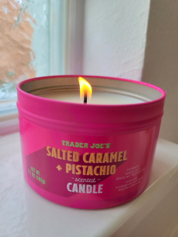 Trader Joe's Salted Caramel + Pistachio Scented Candle