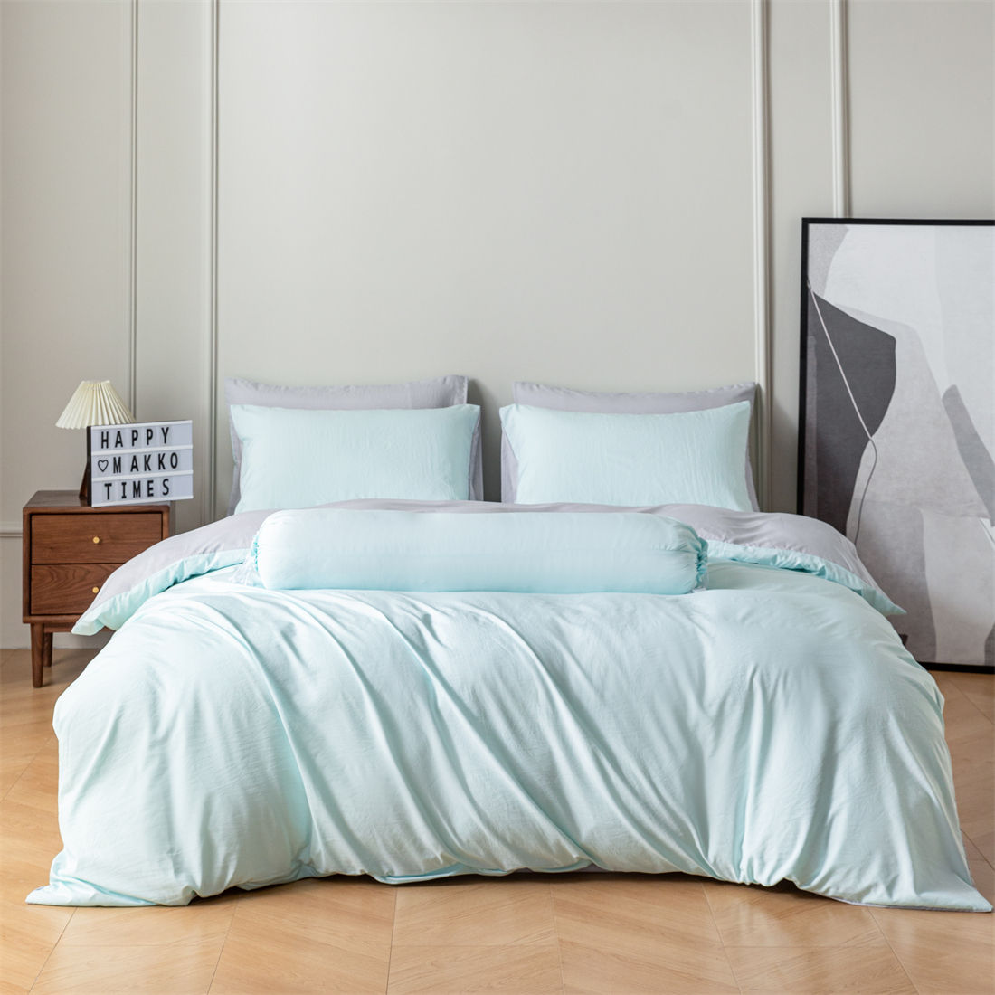 MAKKO 1000TC Fitted Bedsheet | Quilt Cover | BS-315 Icy Blue