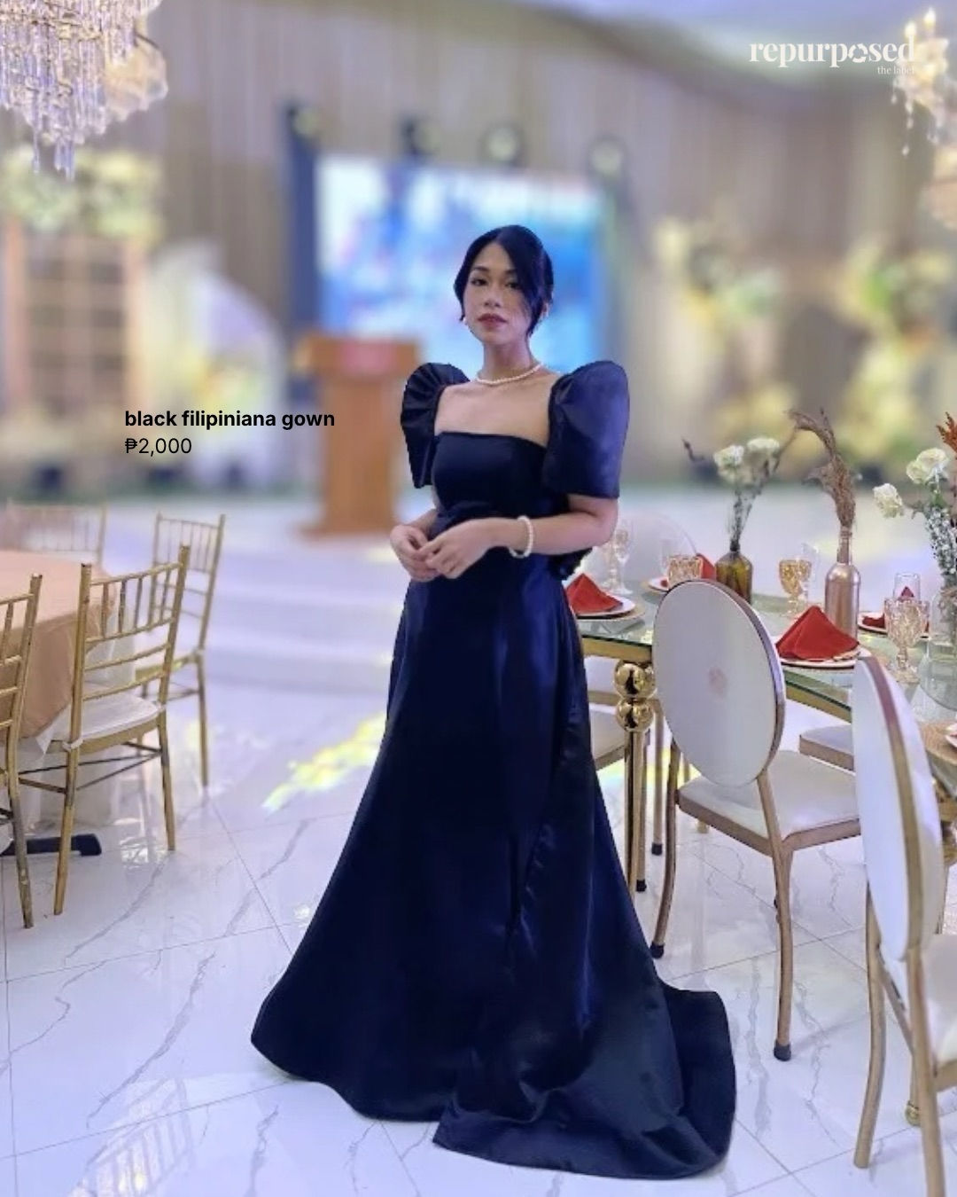 black filipiniana gown