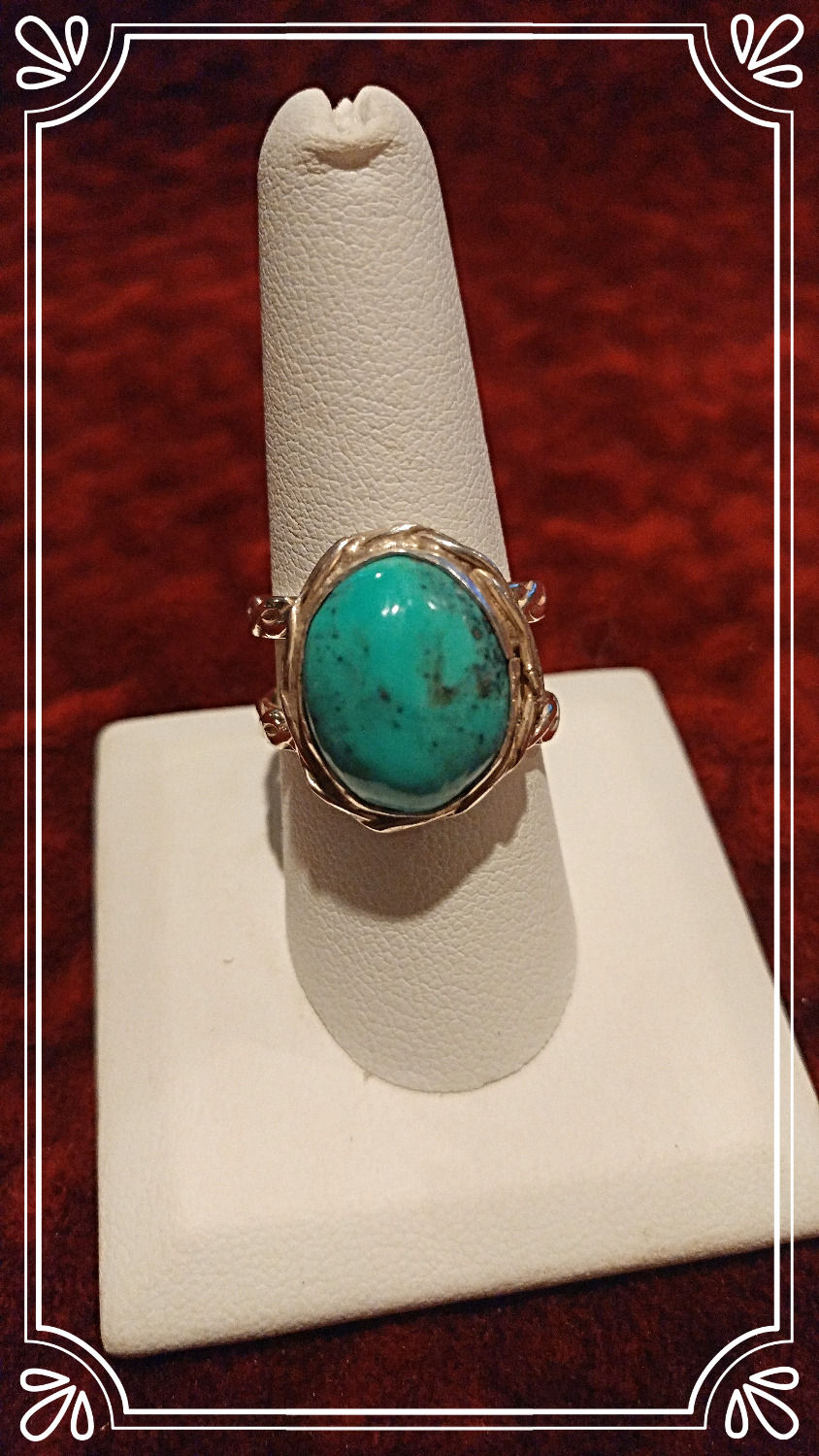 Thumbnail: Turquoise Sterling Silver Ring Sz 8.5