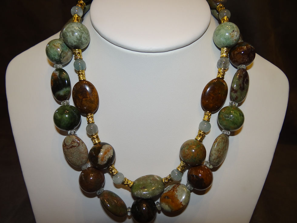 Thumbnail: Two-strand Jasper and Aquamarine Necklace