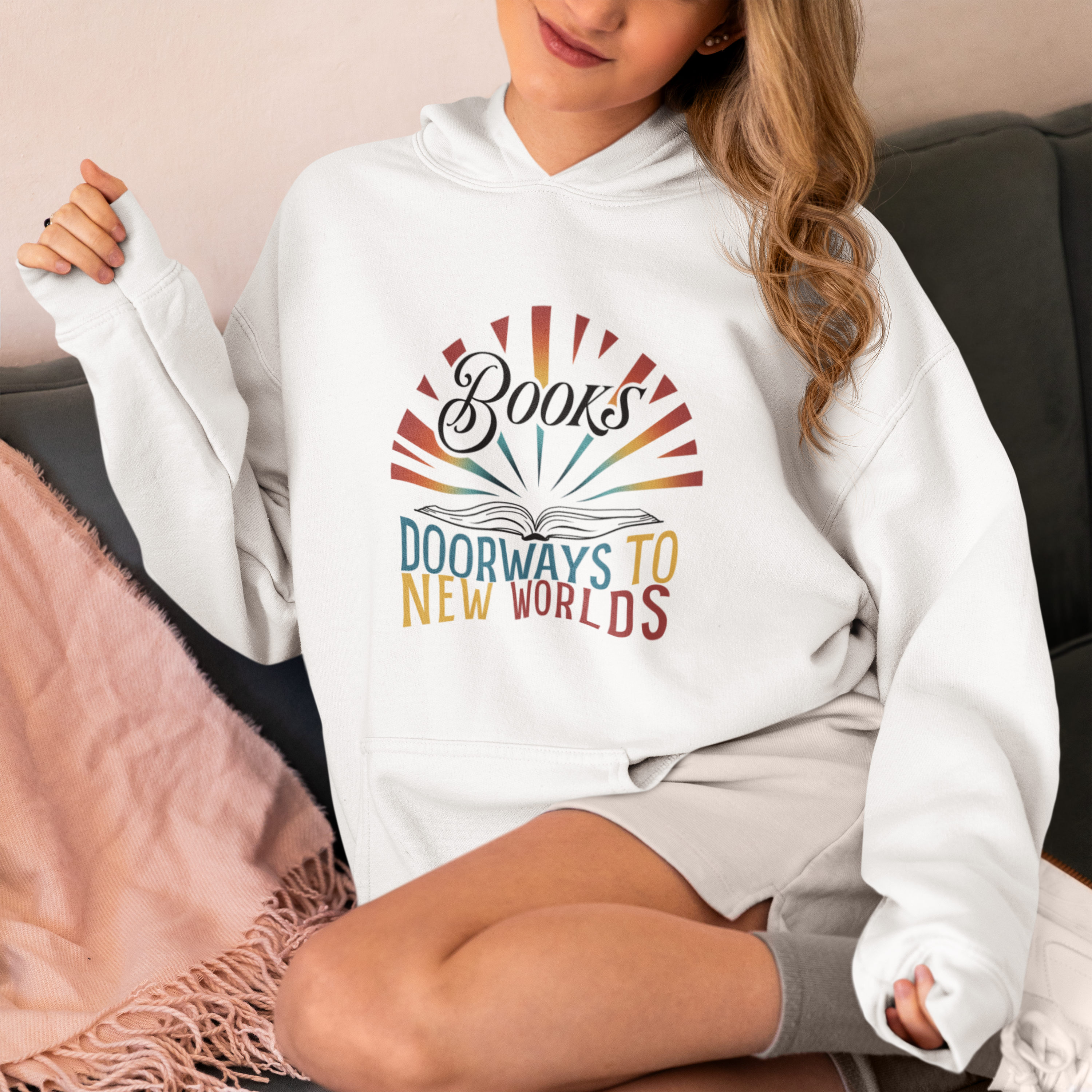 Books Doorways to New Worlds Hoodie, Bookworm Hoodie