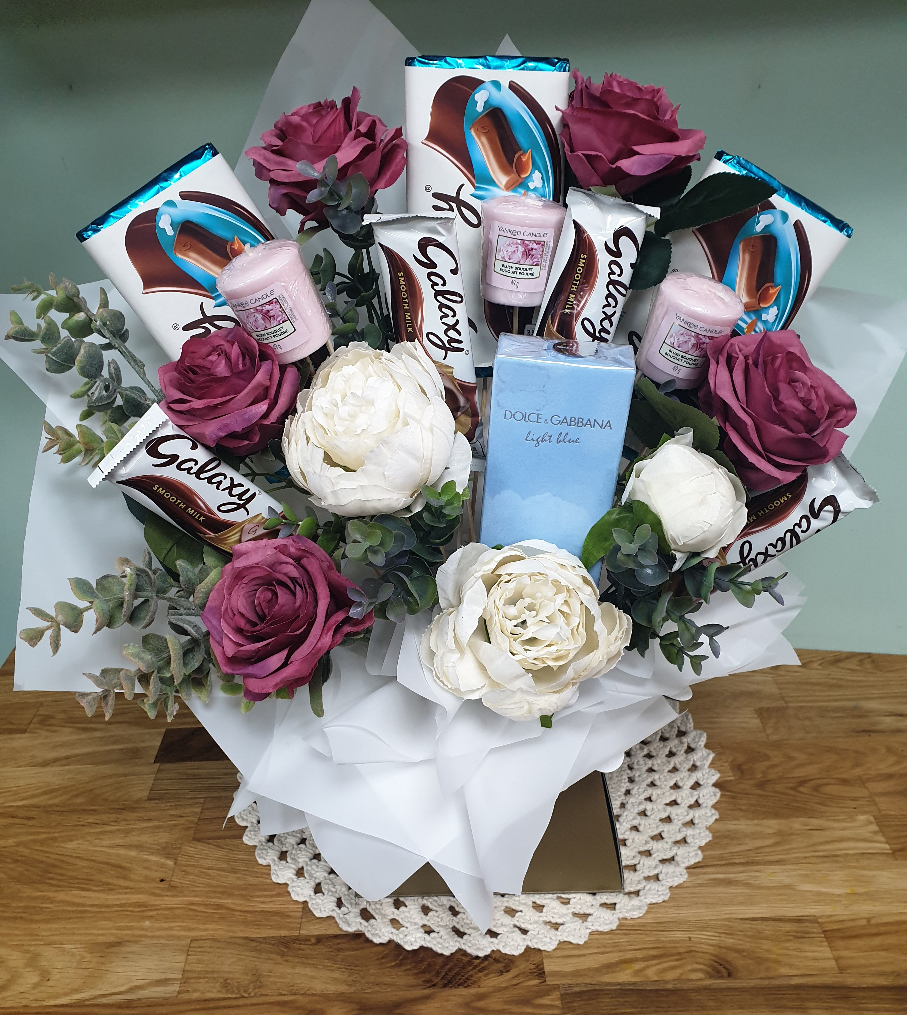 Galaxy chocolates, silk roses & Dolce & Gabbana Light Blue