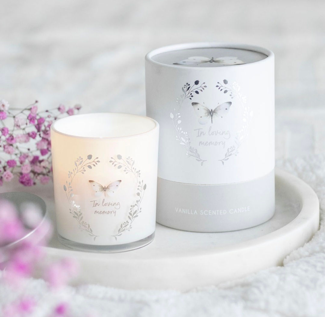 In loving memory scented vanilla candle