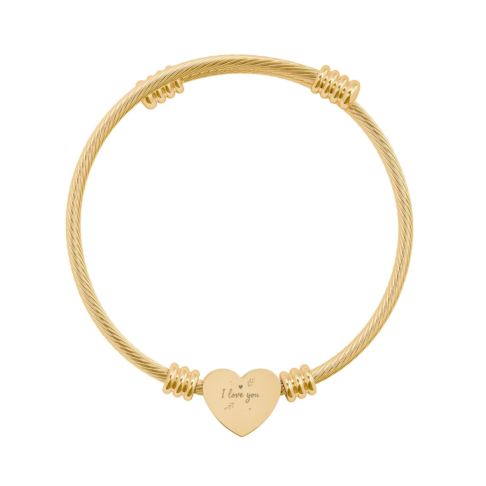 Engravable Heart Cuff Bracelet — Personalized Stainless Steel