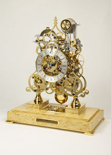 Three Train Gold on Birds-eye Sinclair Harding Mantle Clock