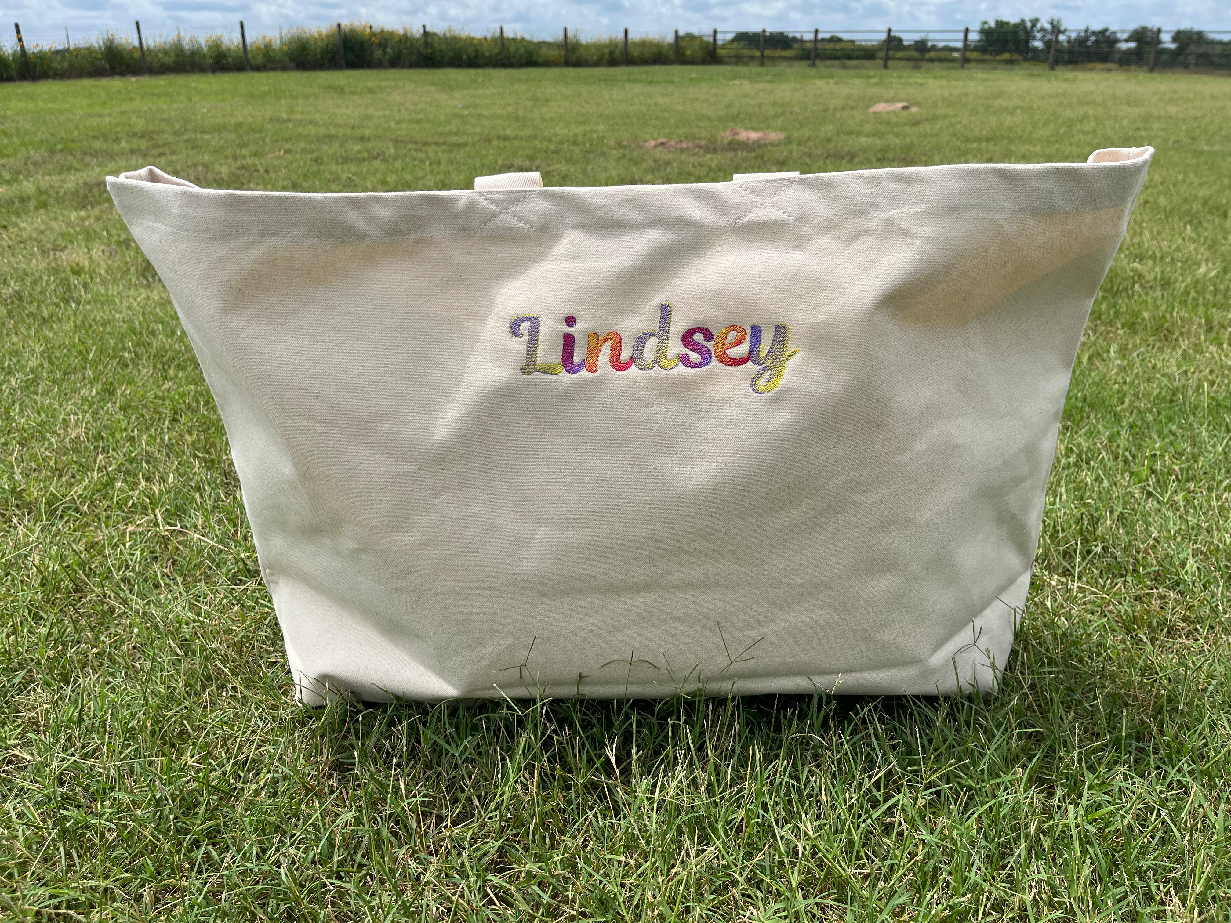 REALLY Big Tote Bag with Fun Ombre Font