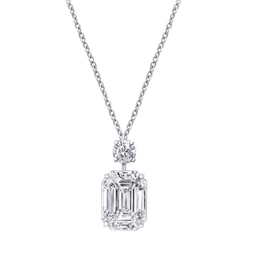 Emerald Cut & Round Diamond Necklace