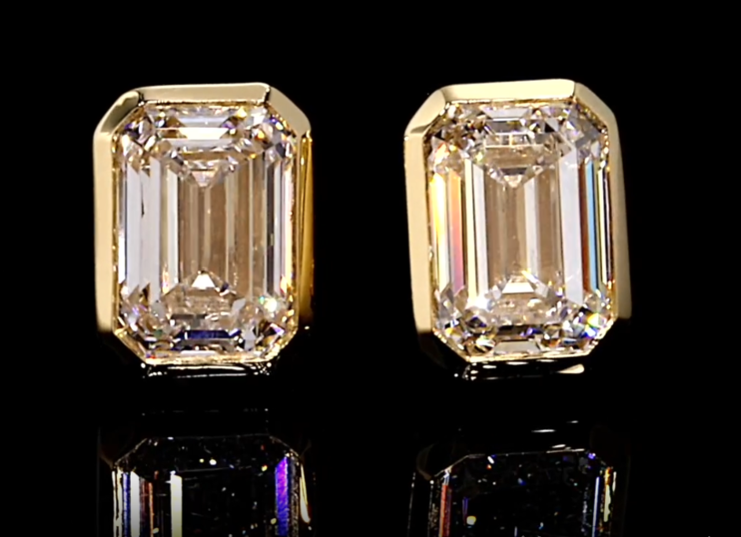 Emerald Cut Diamond Earrings