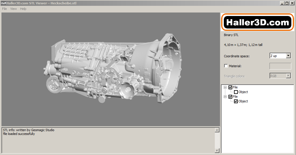 Haller3D STL-Viewer, ""extrem schnell""