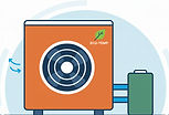 in a vector art style an air source heat
