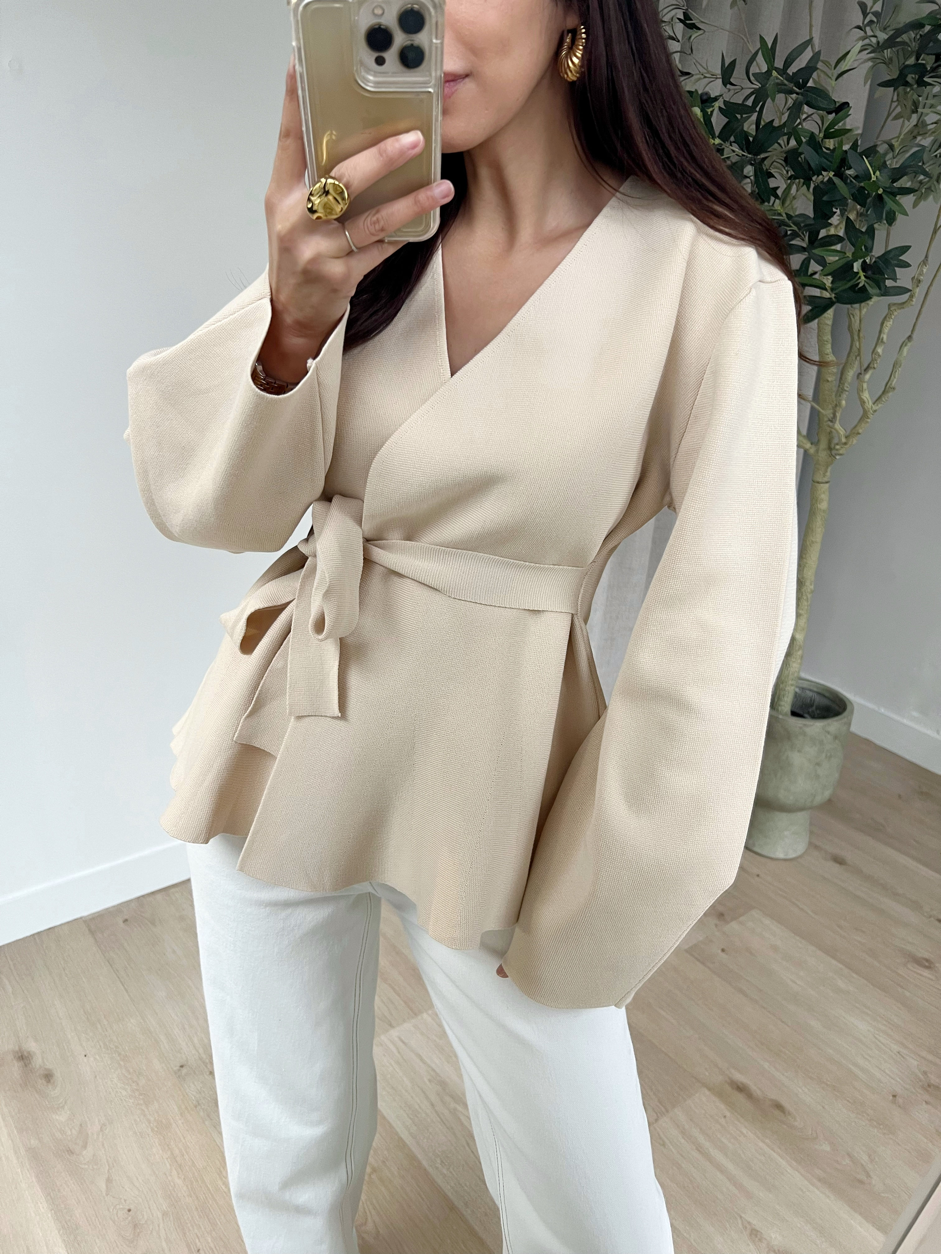 PULL SIANA CROISÉ CRÈME