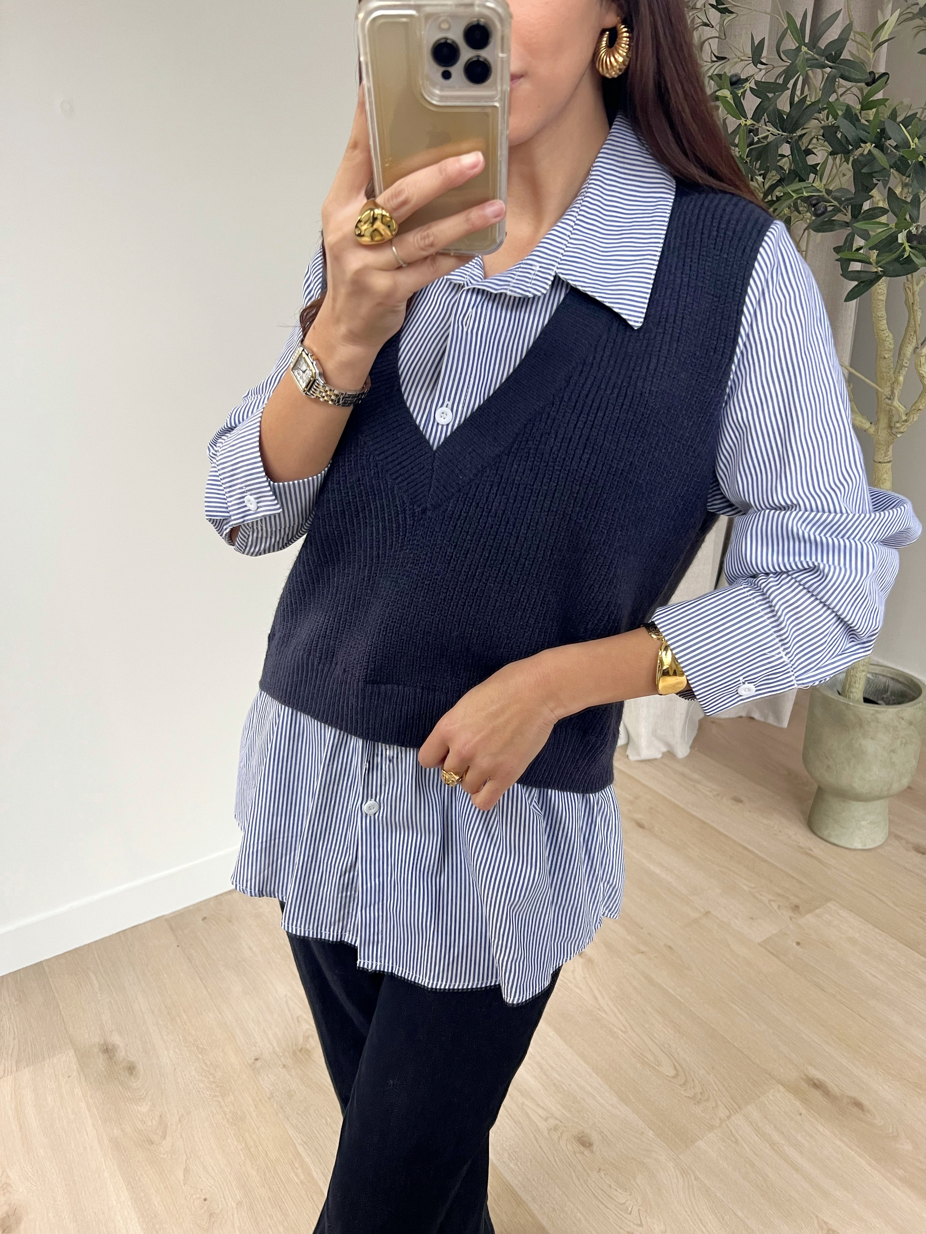 PULL CHEMISE RACHEL BLEU