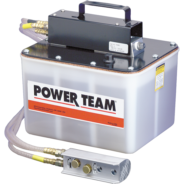 POWER TEAM PA50R2 AIR PUMP 28 CU IN/MIN 2 GALLON POLY RES 3200 PSI 12FT REMOTE
