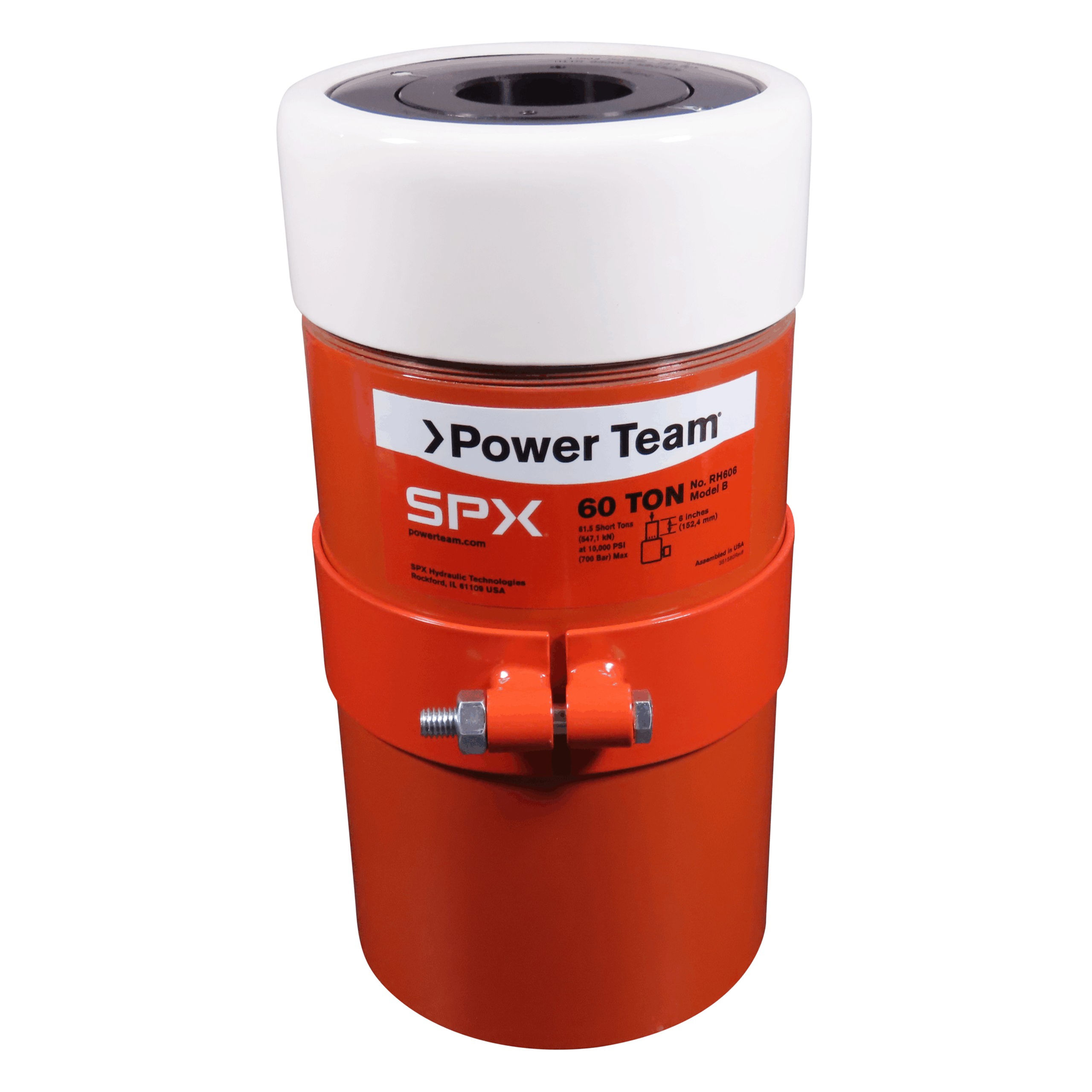 POWER TEAM RH606 CYLINDER HOLLOW 60 TON SINGLE ACTING 6" STROKE 2.12" HOLE